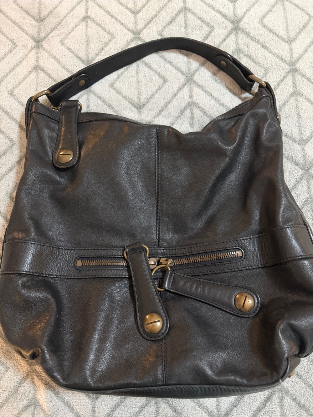 Classic Black Leather Hobo Bag - Gerard Deral